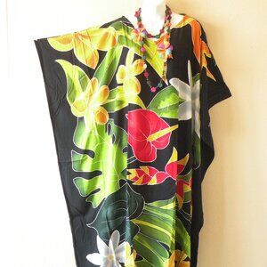 KD405 Floral Batik Hand Painted Plus Batwing VNeck Kaftan Dolman Women Dress